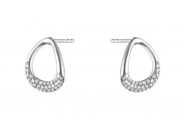 Georg Jensen Sterling Silver Offspring Diamond Earrings