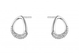 Georg Jensen Sterling Silver Offspring Diamond Earrings