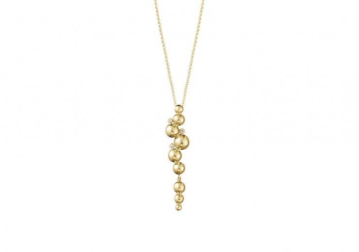 Georg Jensen 18ct Yellow Gold & Diamond Moonlight Grapes Necklace 0.05ct