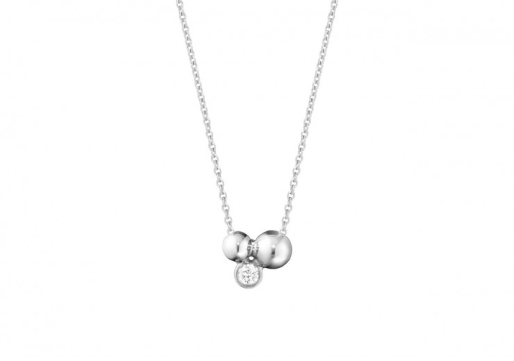 Georg Jensen Sterling Silver & Diamond Moonlight Grapes Necklace