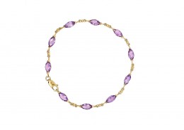 9ct Yellow Gold Amethyst Bracelet