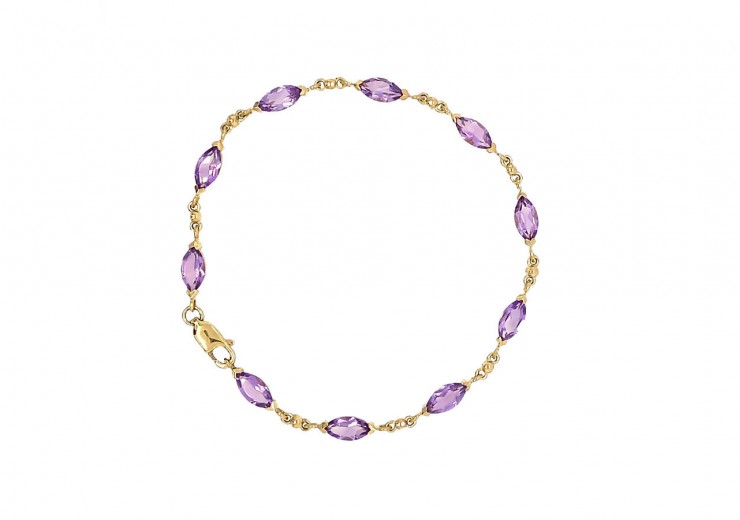 9ct Yellow Gold Amethyst Bracelet