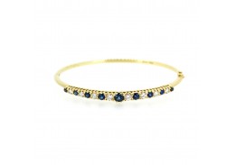 Pre-owned 18ct Gold Diamond & Sapphire Bangle