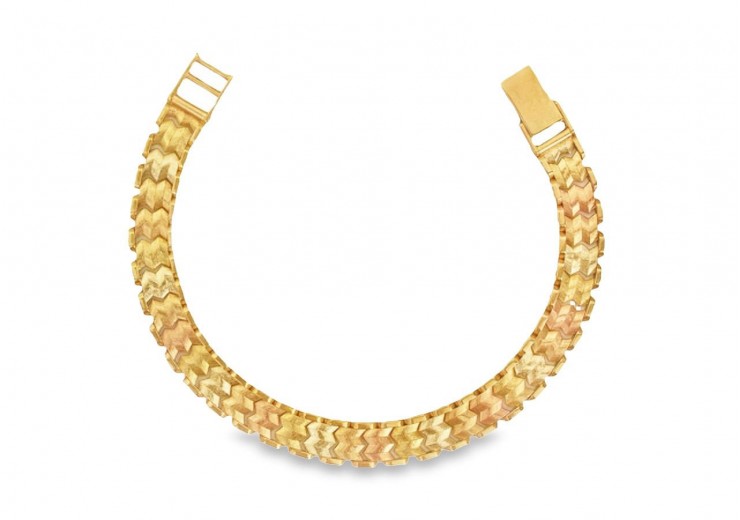 Pre-owned 9ct Yellow, Rose & White Gold Bracelet