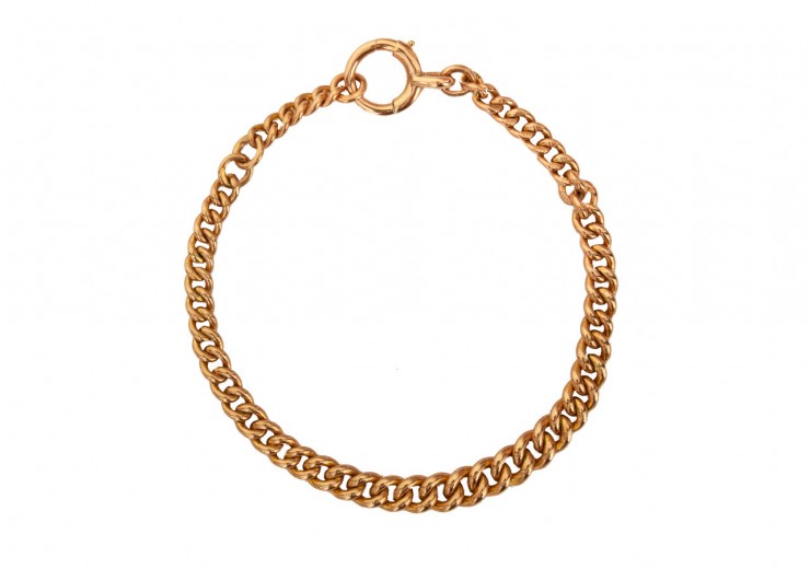 Pre-owned Antique 9ct Rose Gold Graduated Curb Bracelet