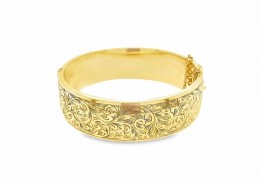 Pre-owned 9ct Yellow Gold Patterned Bangle