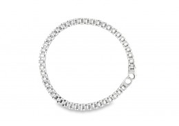 Pre-owned 9ct White Gold Brick Link Bracelet