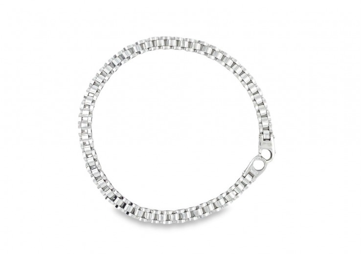 Pre-owned 9ct White Gold Brick Link Bracelet