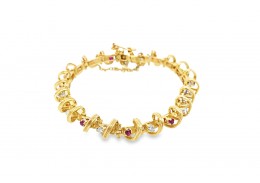Pre-owned 9ct Gold Ruby & Diamond Bracelet