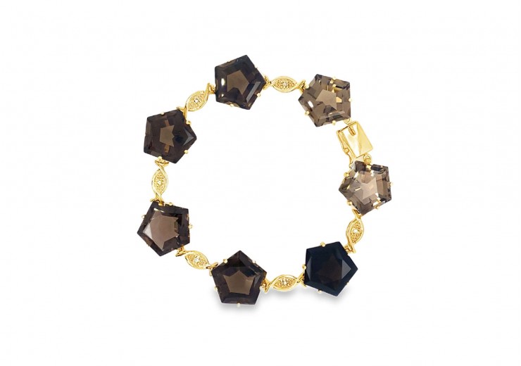 Pre-owned 9ct Yellow Gold Smoky Quartz Bracelet