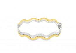 Pre-owned 9ct White & Yellow Gold Bangle