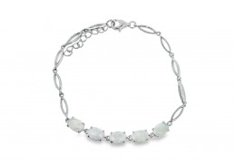 Silver 5 Stone Solid Opal Bracelet
