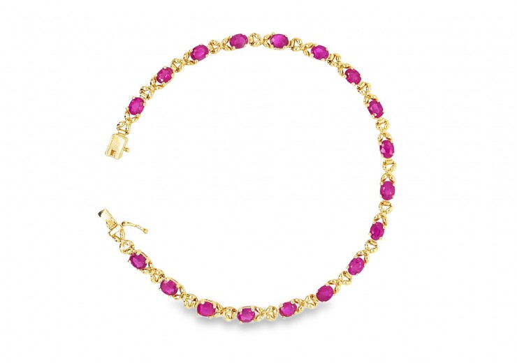 Pre-owned 9ct Yellow Gold Ruby Bracelet