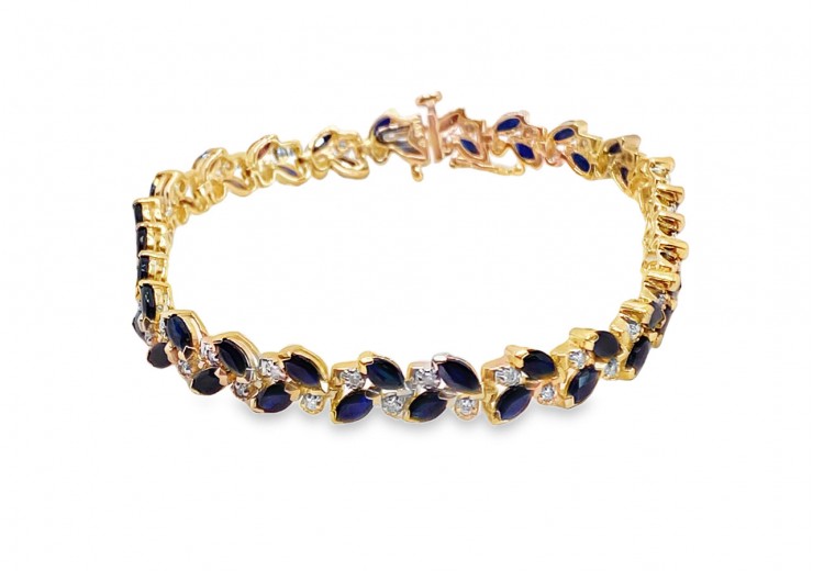 Pre-owned 9ct Sapphire & Diamond Bracelet