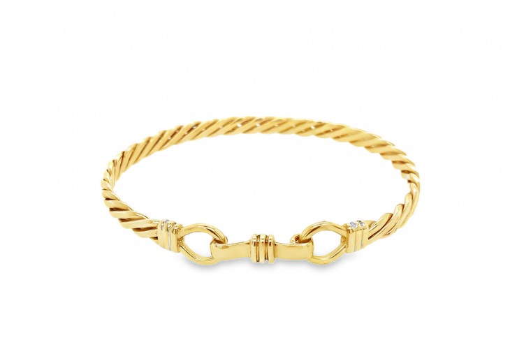 Pre-owned 9ct Yellow Gold Twisted Bangle