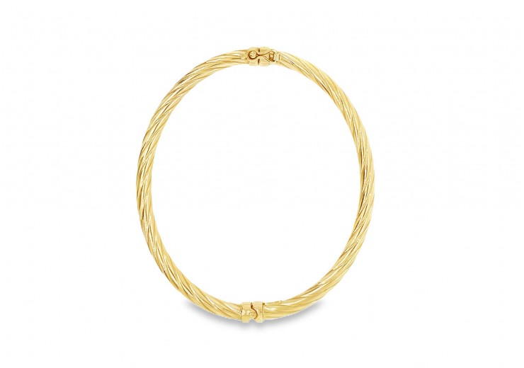 Pre-owned 9ct Yellow Gold Twisted Bangle