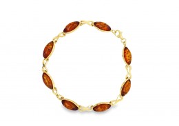 Pre-owned 9ct Yellow Gold Amber Bracelet