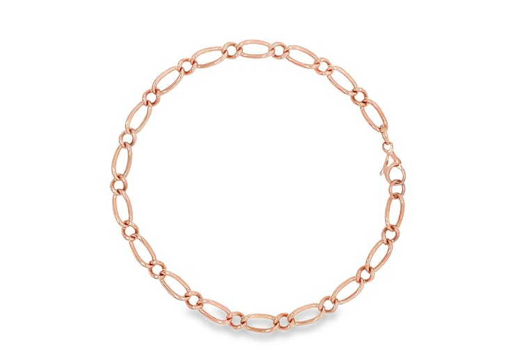 Pre-owned 9ct Rose Gold Figaro Bracelet