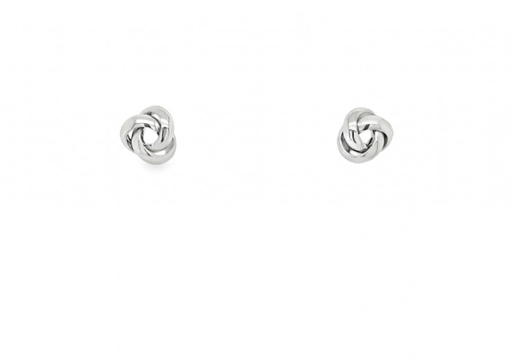 9ct White Gold Knot Studs