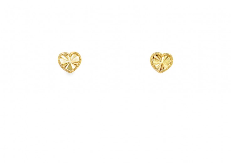 9ct Gold Heart Studs