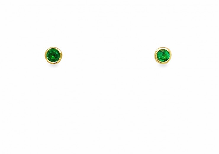 9ct Yellow Gold Emerald Stud Earrings