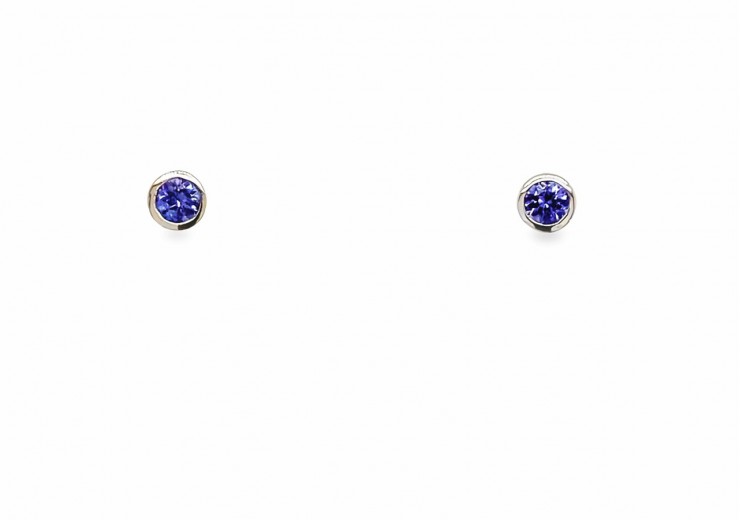 9ct White Gold Tanzanite Stud Earrings