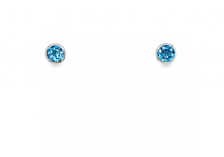 9ct White Gold Blue Topaz Stud Earrings