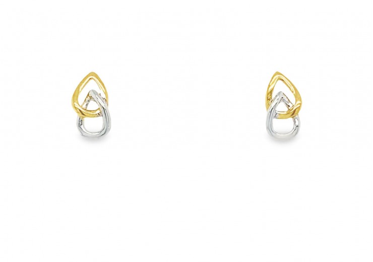 9ct Yellow & White Gold Stud Earrings