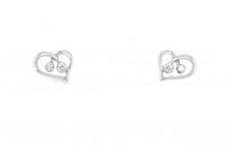 9ct White Gold Diamond Heart Diamond Stud Earrings