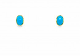 9ct Yellow Gold Turquoise Stud Earrings