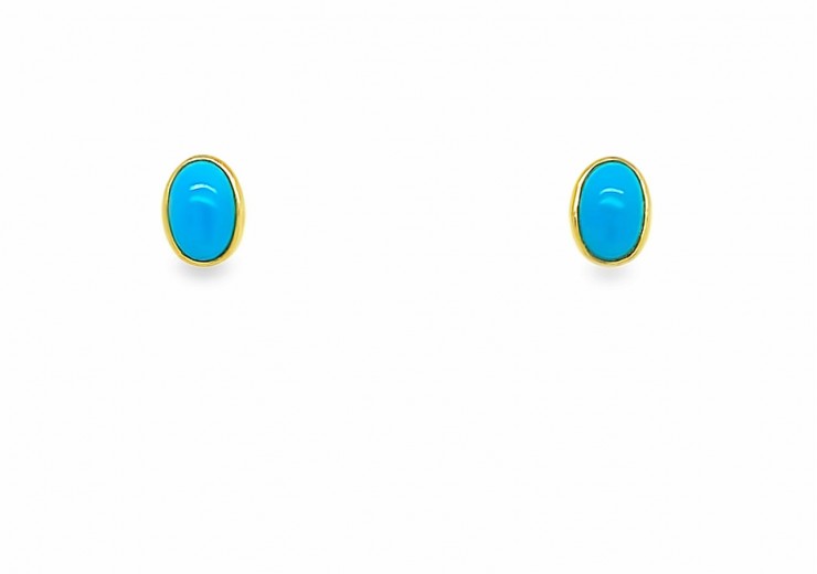 9ct Yellow Gold Turquoise Stud Earrings