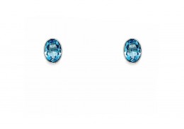 9ct White Gold Blue Topaz Stud Earrings