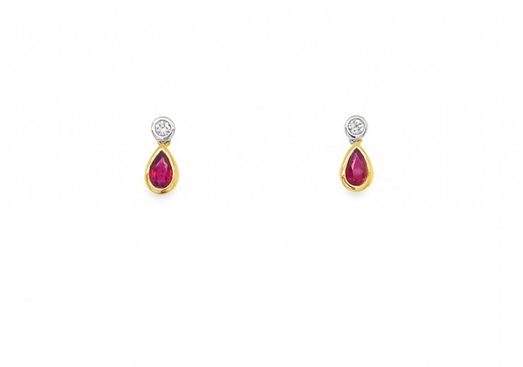 18ct Gold Ruby & Diamond Earrings