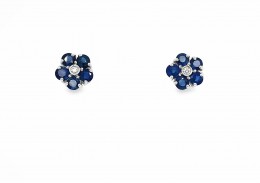 9ct White Gold Sapphire & Diamond Stud Earrings