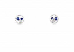 9ct White Gold Sapphire & Diamond Stud Earrings