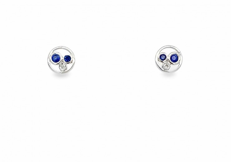 9ct White Gold Sapphire & Diamond Stud Earrings