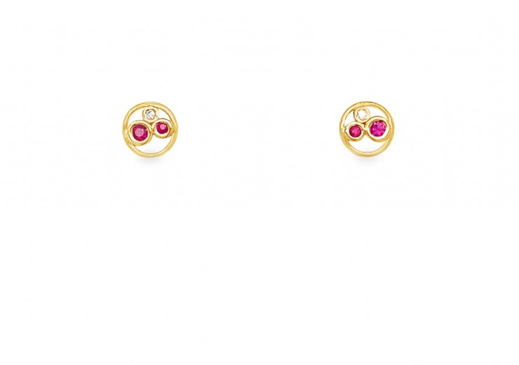 9ct Gold Ruby & Diamond Studs