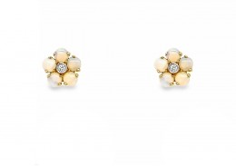 9ct Yellow Gold Opal & Diamond Stud Earrings