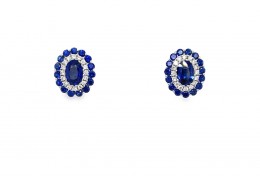 18ct White Gold Sapphire & Diamond Earrings 18ct White Gold Sapphire & Diamond Earrings