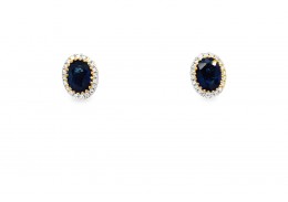 9ct Gold Sapphire & Diamond Studs 9ct Gold Sapphire & Diamond Studs