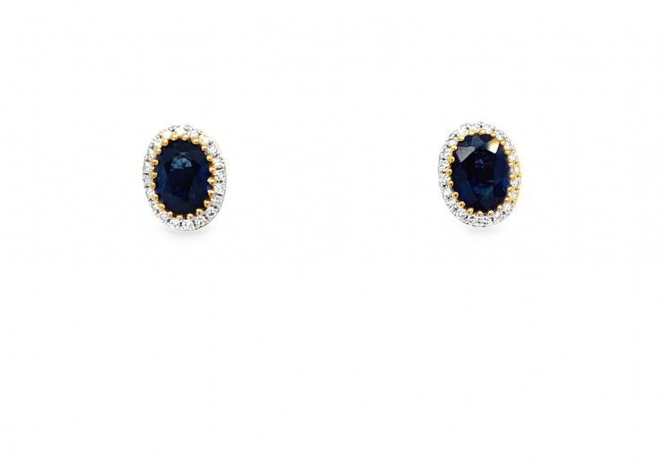 9ct Gold Sapphire & Diamond Studs