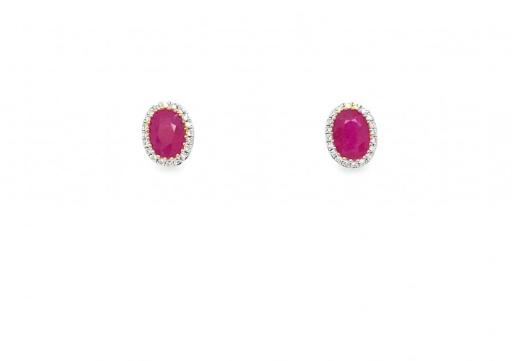 9ct Ruby & Diamond Earrings