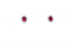 18ct White Gold Ruby & Diamond Studs