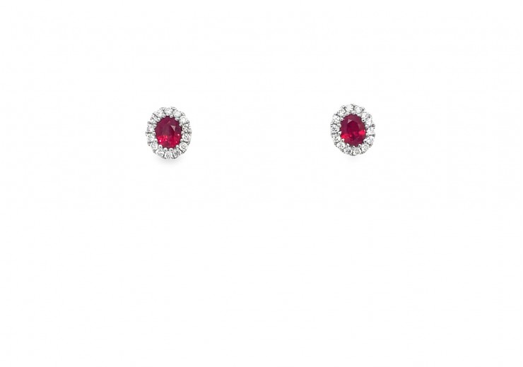18ct White Gold Ruby & Diamond Studs