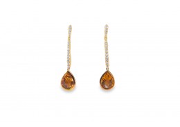 9ct Yellow Gold Citrine & Diamond Drop Earrings 9ct Yellow Gold Citrine & Diamond Drop Earrings