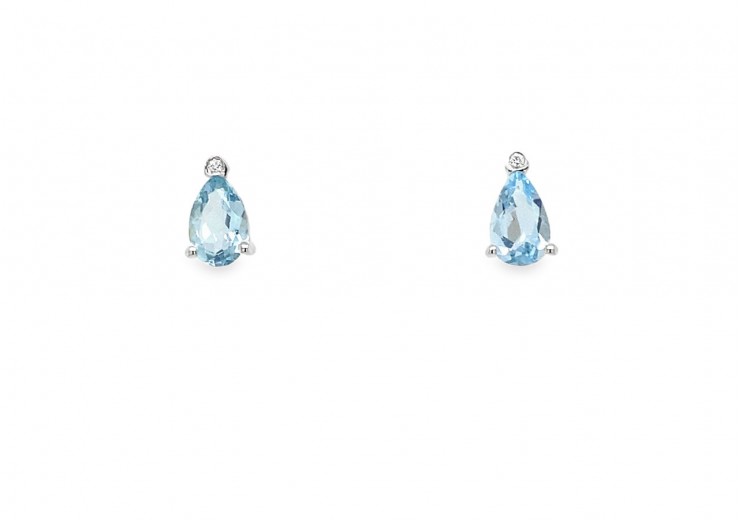 9ct White Gold Aquamarine Earrings