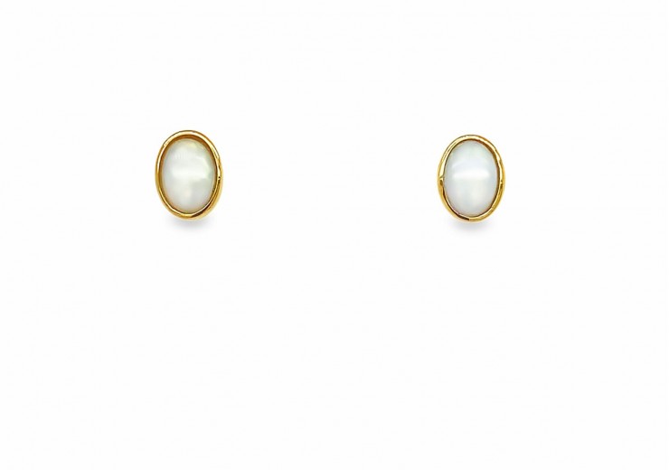 9ct Yellow Gold Opal Stud Earrings