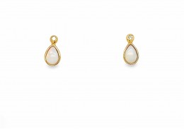 9ct Yellow Gold Opal & Diamond Stud Earrings