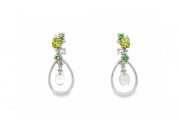 9ct White Gold Peridot & Diamond Drop Earrings