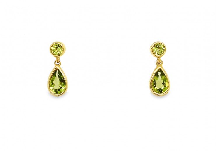 9ct Yellow Gold Peridot Drop Earrings